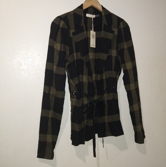 NWT RAMY BROOK Ina Puff Sleeve Olive Belted Jacket - Picture 7 of 8